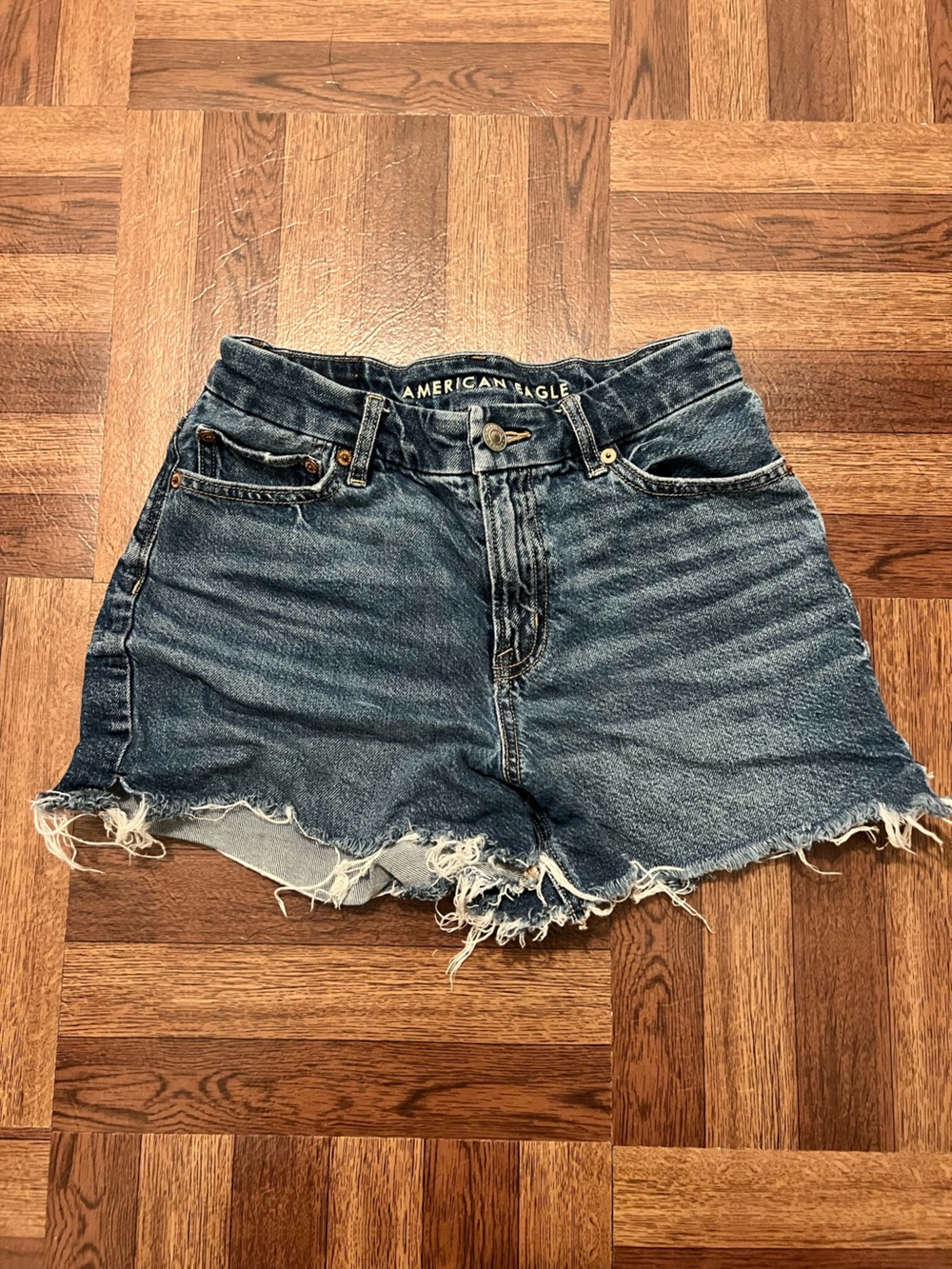 American Eagle Outfitters Women's Distressed Denim Shorts - Blue